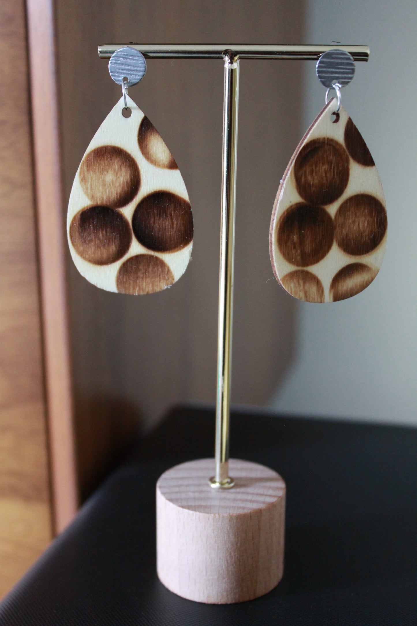 Burnt Wood Teardrop Earrings