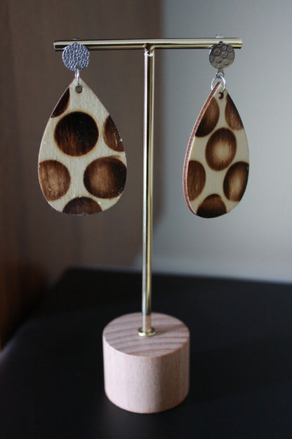 Burnt Wood Teardrop Earrings