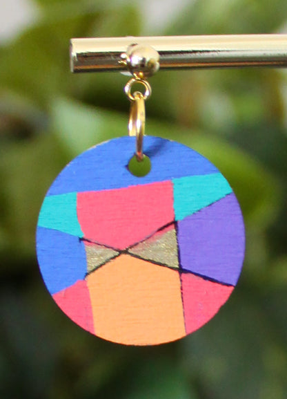 Retro Red Gold and Purple Circular Earrings