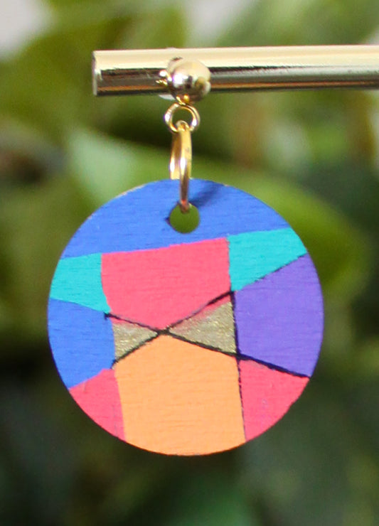 Retro Red Gold and Purple Circular Earrings