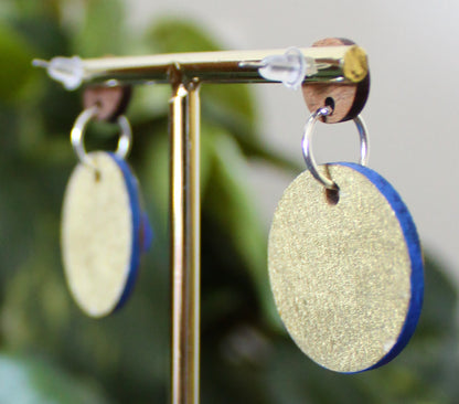 Retro Blue Gold and Silver Circular Earrings