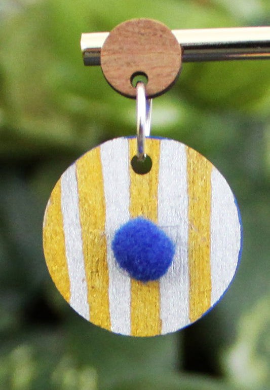 Retro Blue Gold and Silver Circular Earrings