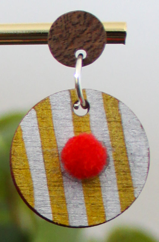 Retro Red Gold and Silver Circular Earrings