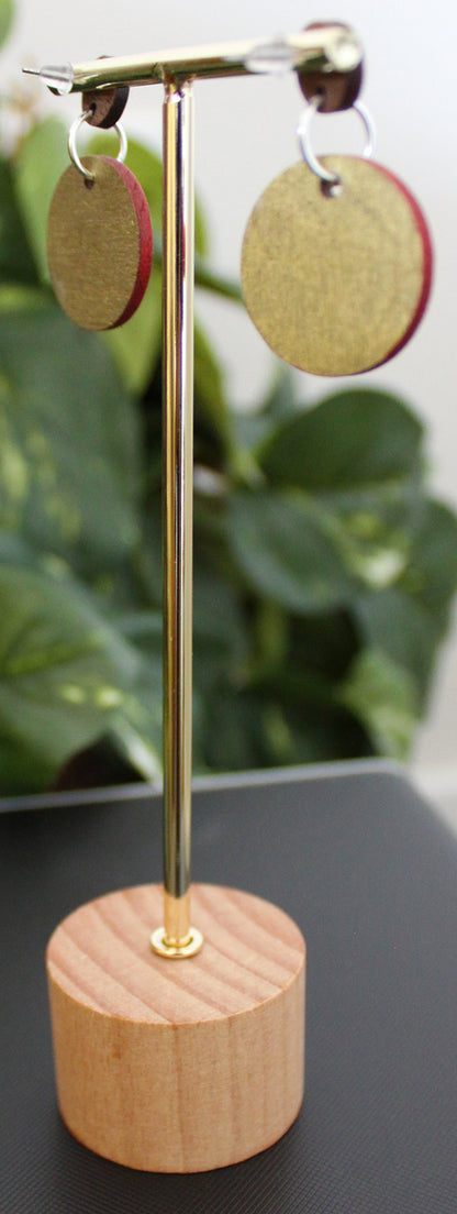 Retro Red Gold and Silver Circular Earrings