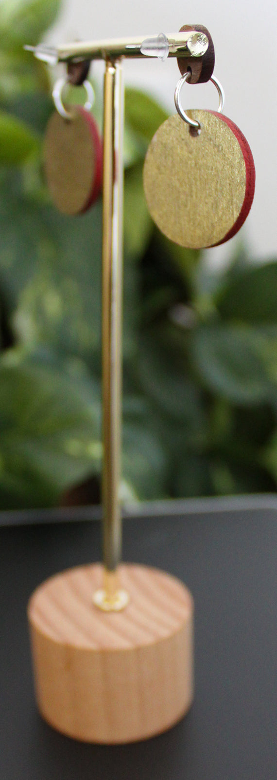 Retro Red Gold and Silver Circular Earrings