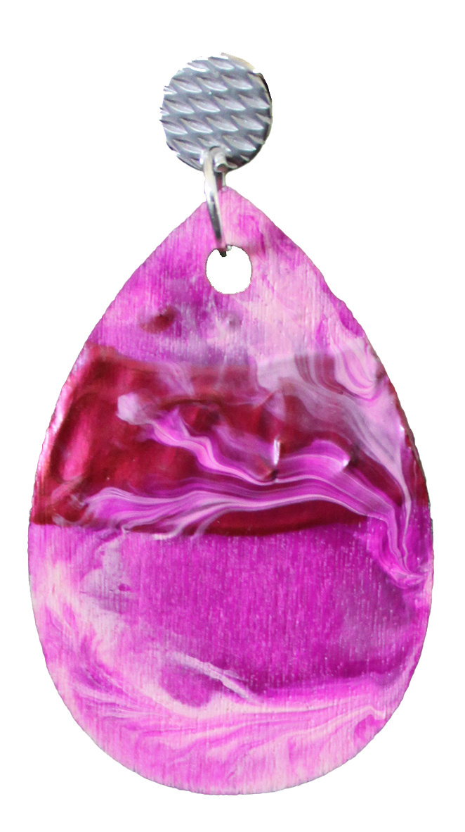 Bubblegum Pink Marbled Teardrop Earrings