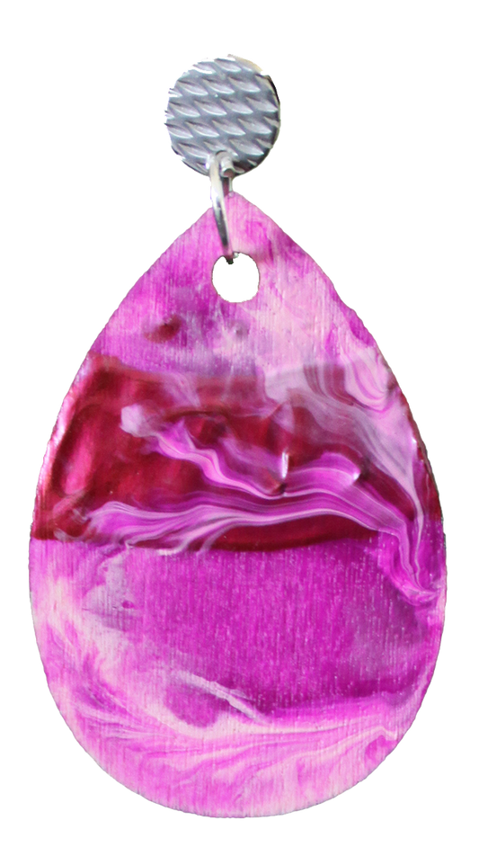 Bubblegum Pink Marbled Teardrop Earrings