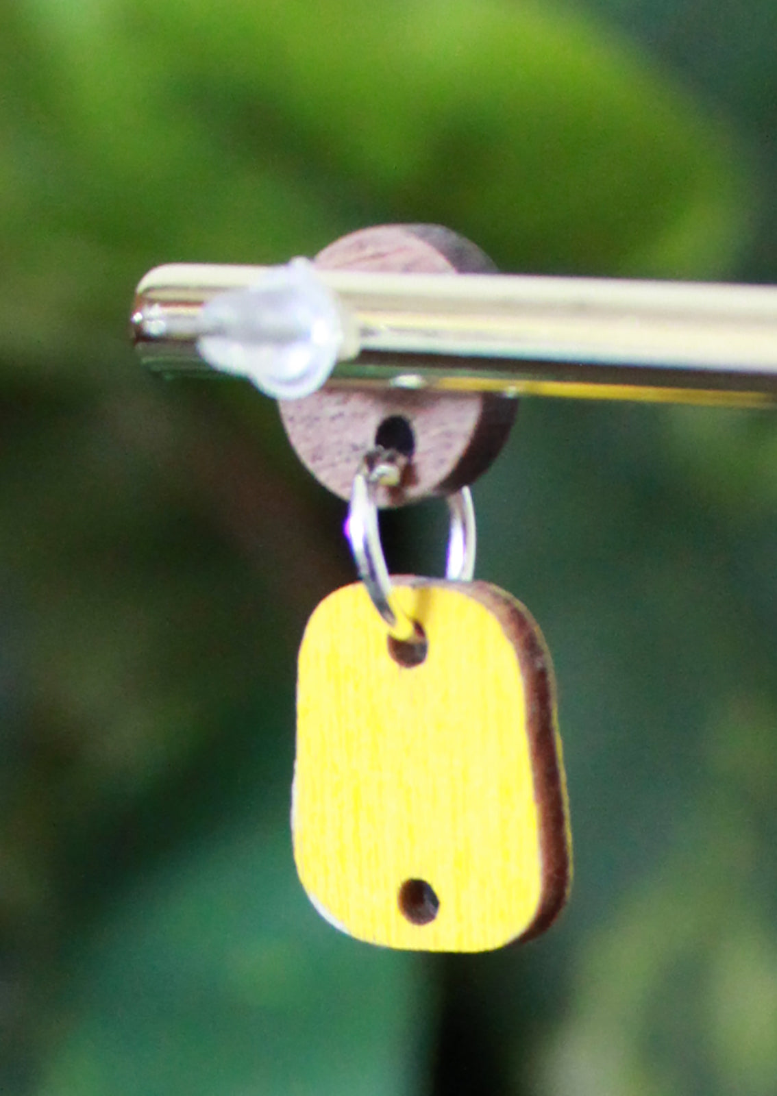 3-Colored Yellow Rainbow Small Rectangular Earrings