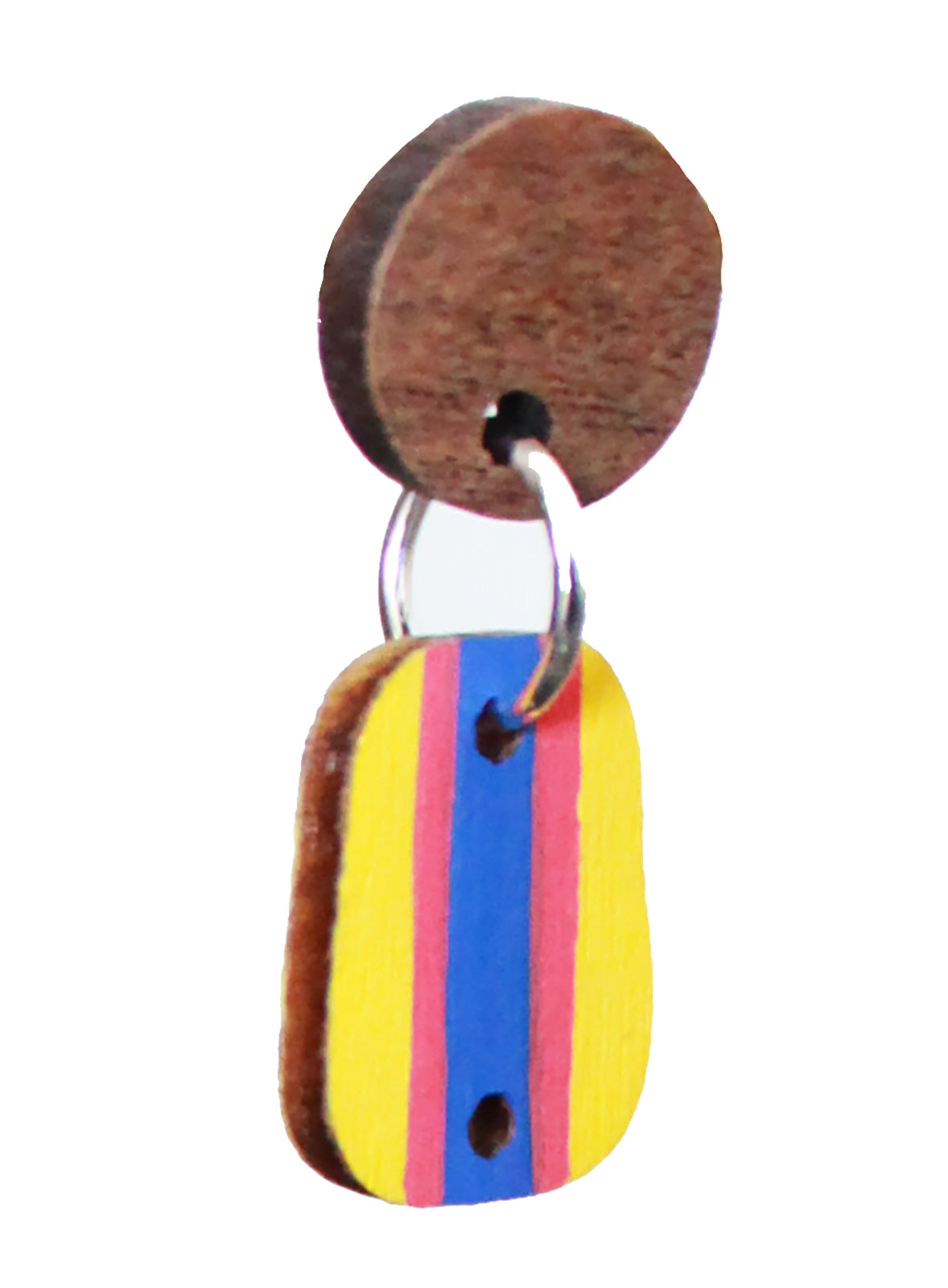 3-Colored Yellow Rainbow Small Rectangular Earrings