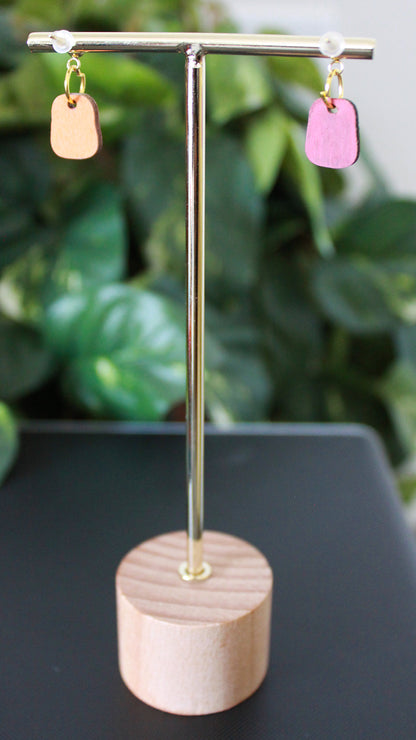 5-Colored Rainbow Small Rectangular Earrings