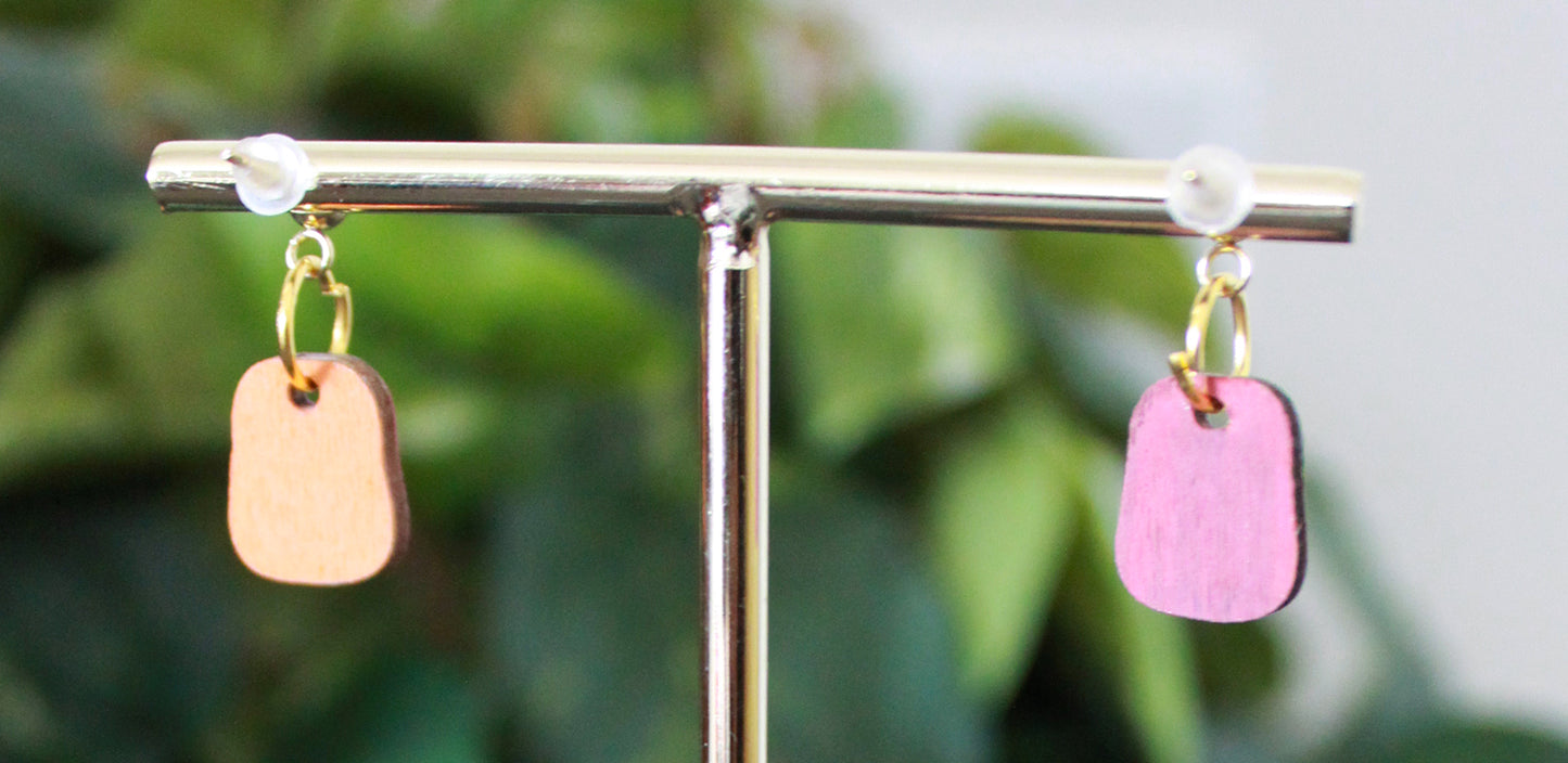 5-Colored Rainbow Small Rectangular Earrings