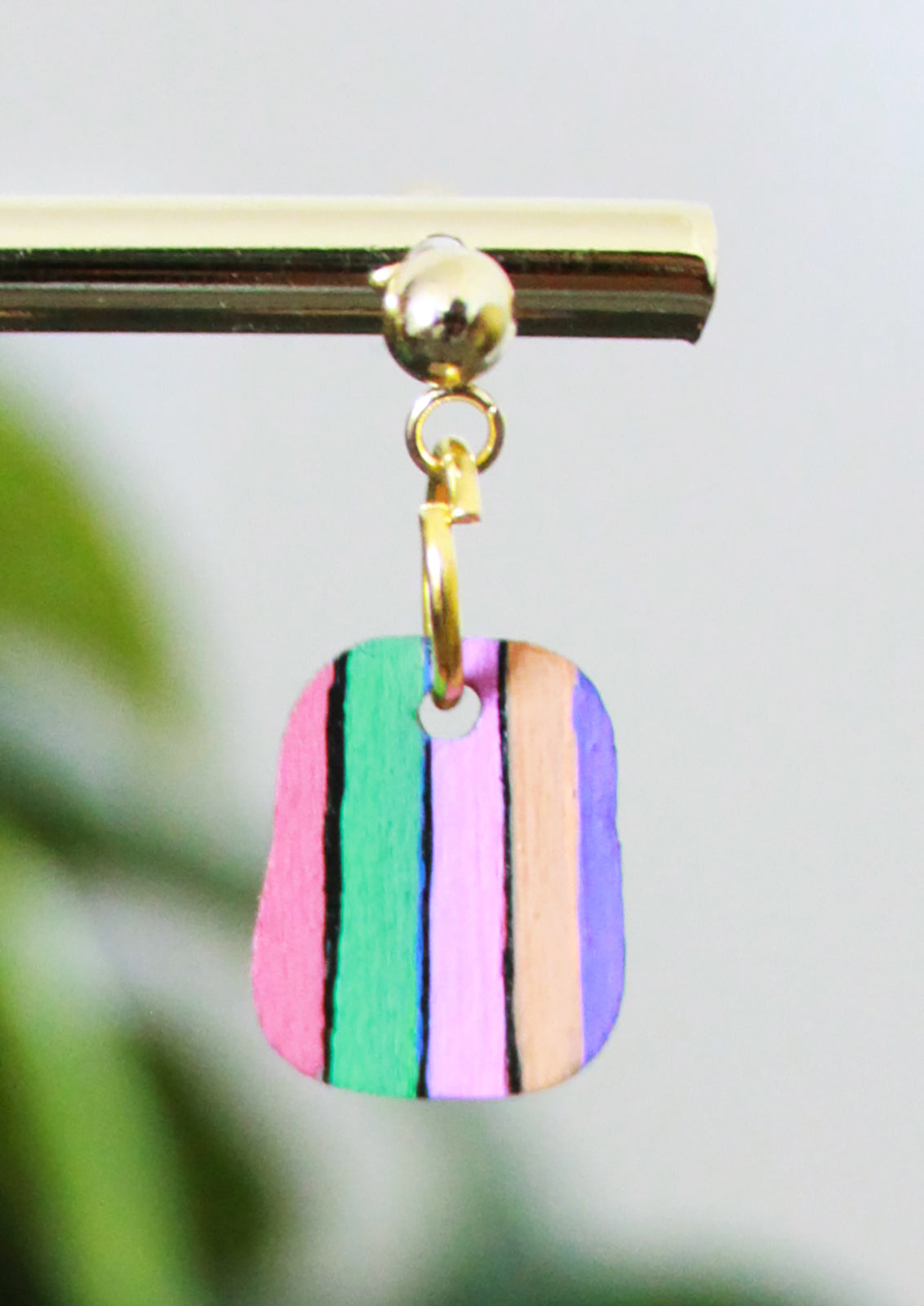 5-Colored Rainbow Small Rectangular Earrings