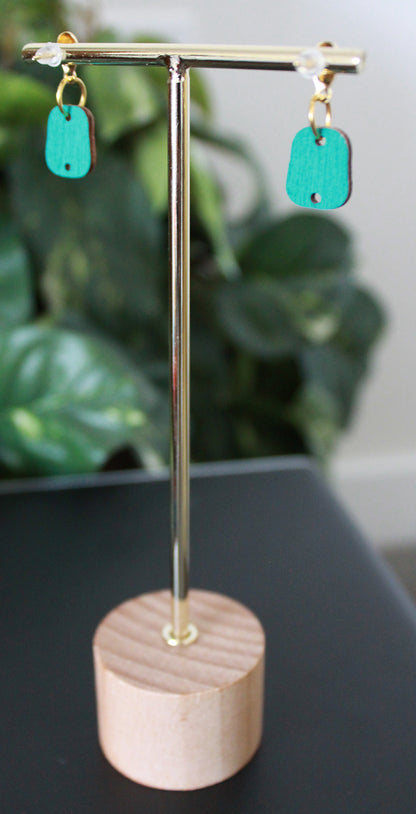 4-Colored Red Rainbow Small Rectangular Earrings