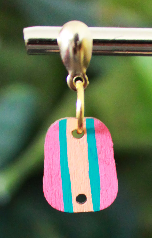 4-Colored Red Rainbow Small Rectangular Earrings