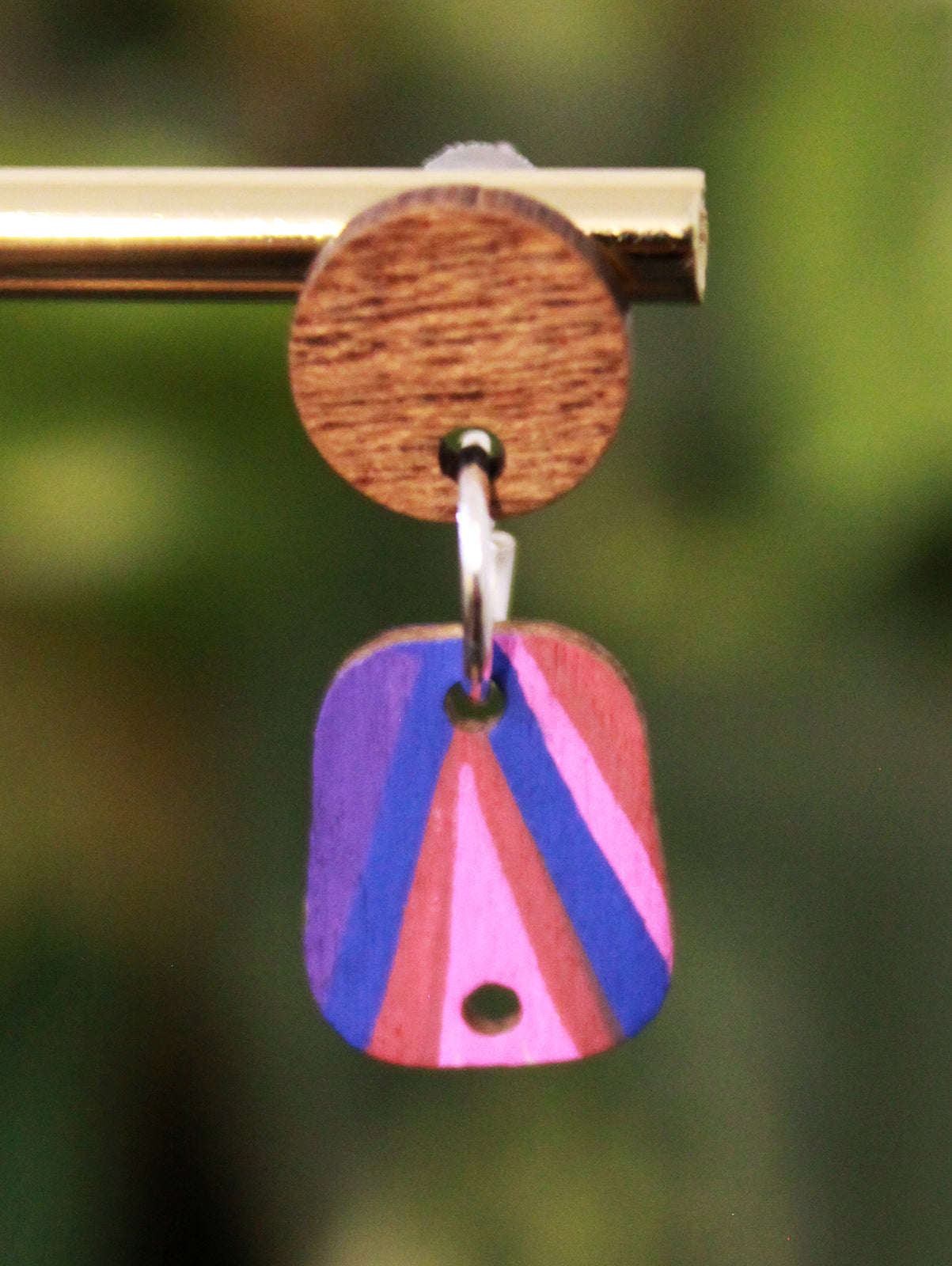 Linear Geometric Pink Purple Small Rectangular Earrings