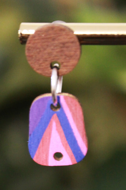 Linear Geometric Pink Purple Small Rectangular Earrings