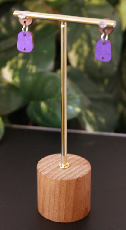 Linear Geometric Pink Purple Small Rectangular Earrings