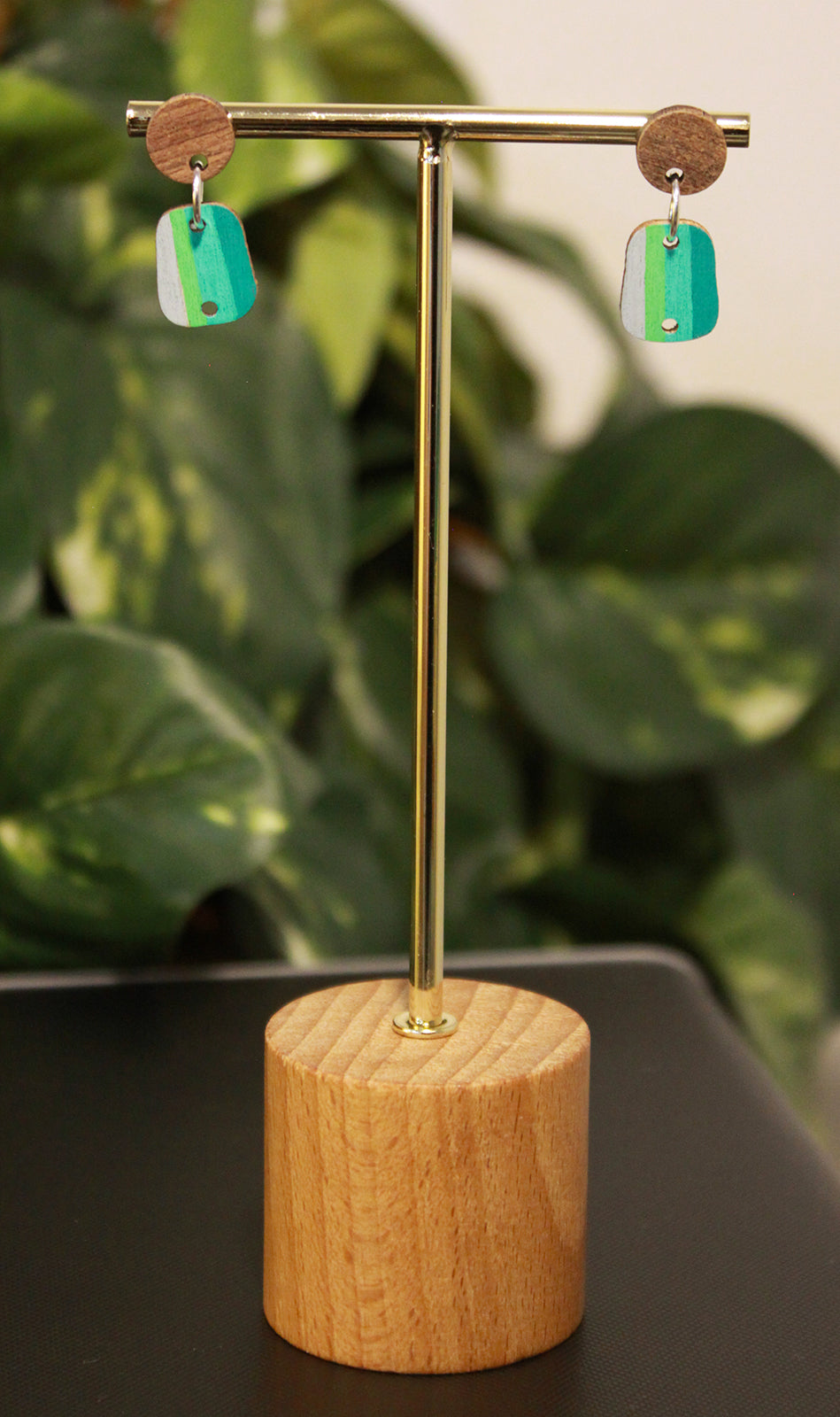 Linear Blue Toned Small Rectangular Earrings