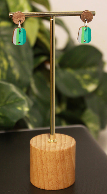 Linear Blue Toned Small Rectangular Earrings