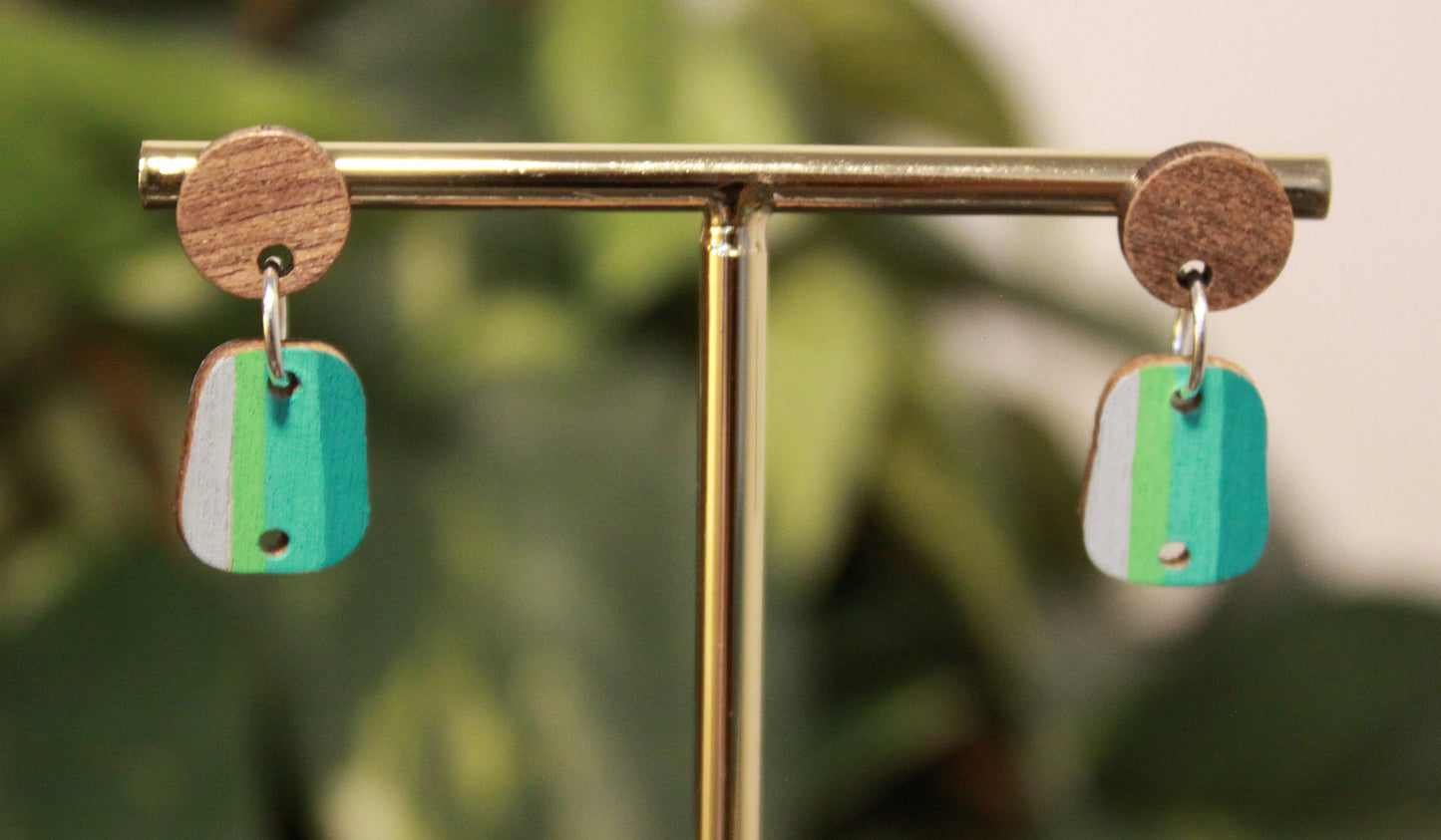 Linear Blue Toned Small Rectangular Earrings