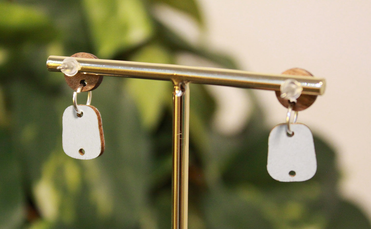 Linear Blue Toned Small Rectangular Earrings