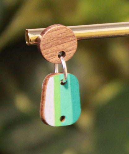 Linear Blue Toned Small Rectangular Earrings