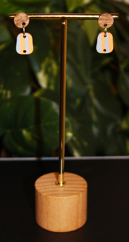 Linear Orange and Grey Rectangular Earrings