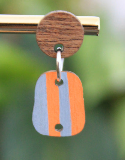 Linear Orange and Grey Rectangular Earrings
