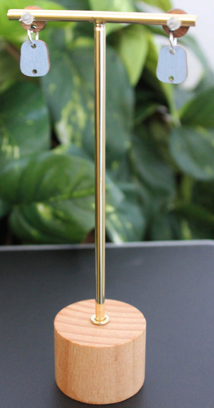 Linear Orange and Grey Rectangular Earrings