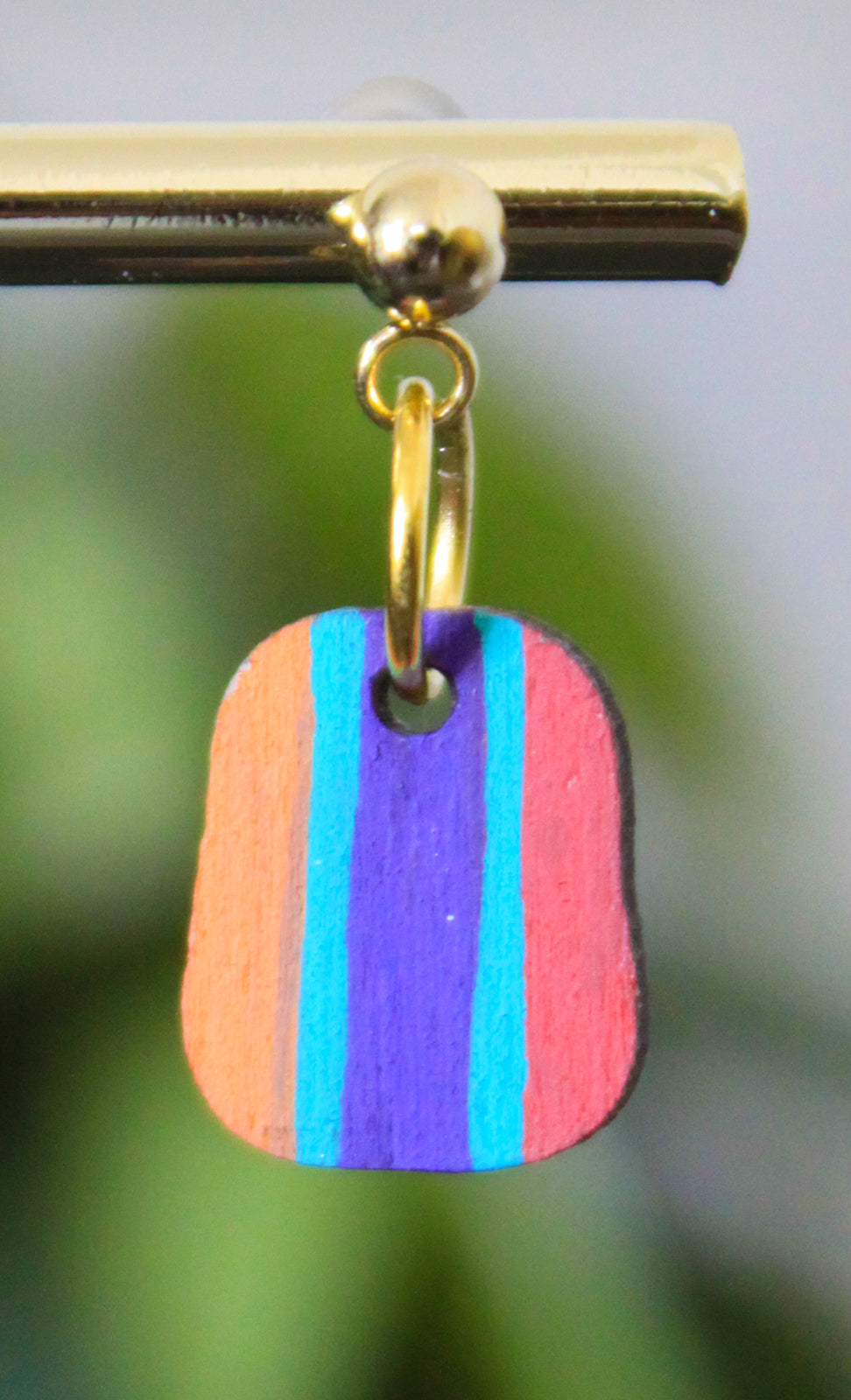 4-Colored Rainbow Small Rectangular Earrings