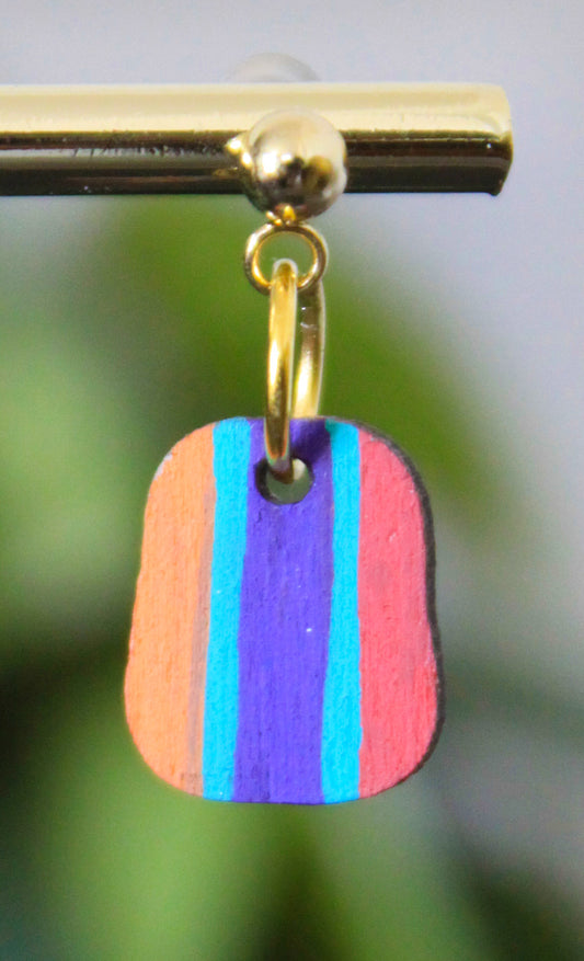 4-Colored Rainbow Small Rectangular Earrings