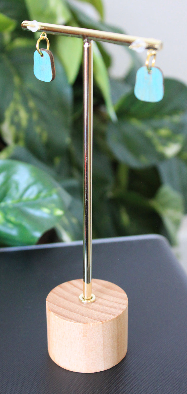 4-Colored Rainbow Small Rectangular Earrings