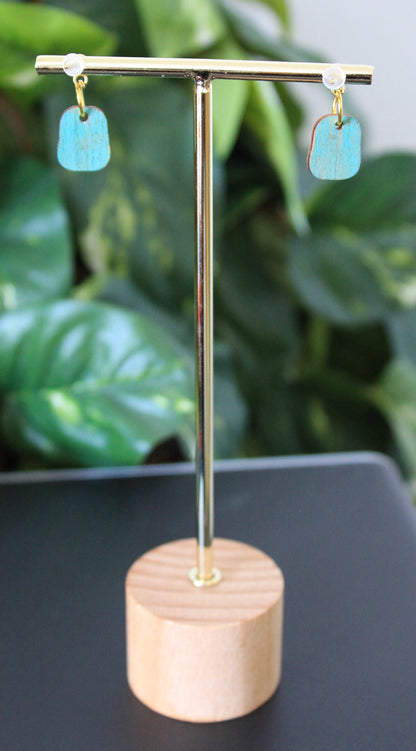 4-Colored Rainbow Small Rectangular Earrings