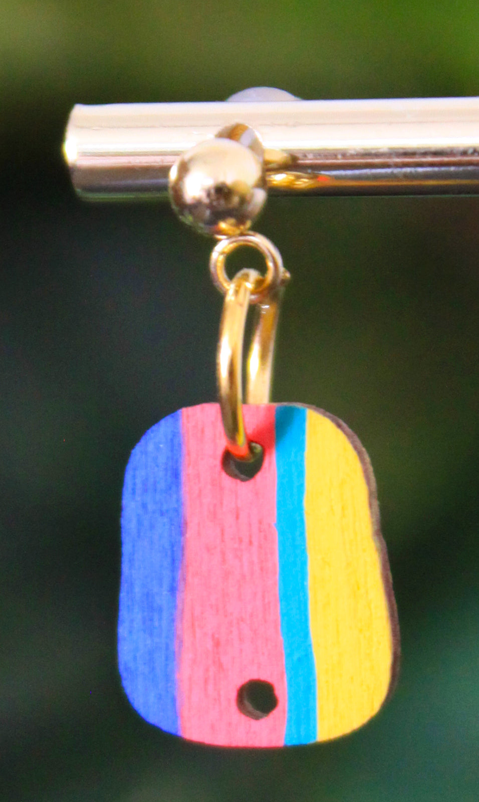 4-Colored Yellow Rainbow Small Rectangular Earrings