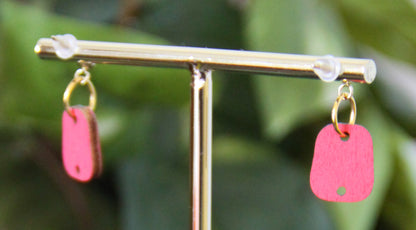 4-Colored Rainbow Small Rectangular Earrings