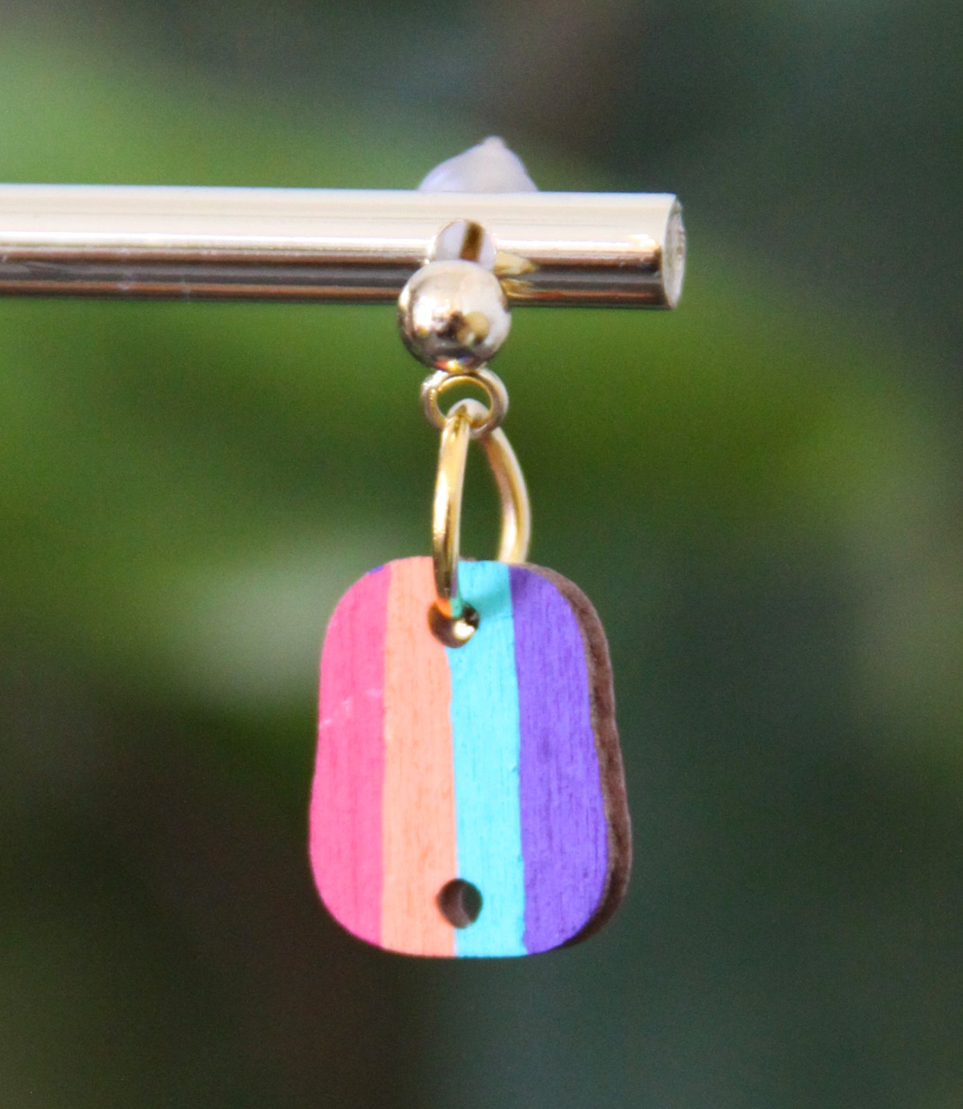 4-Colored Rainbow Small Rectangular Earrings