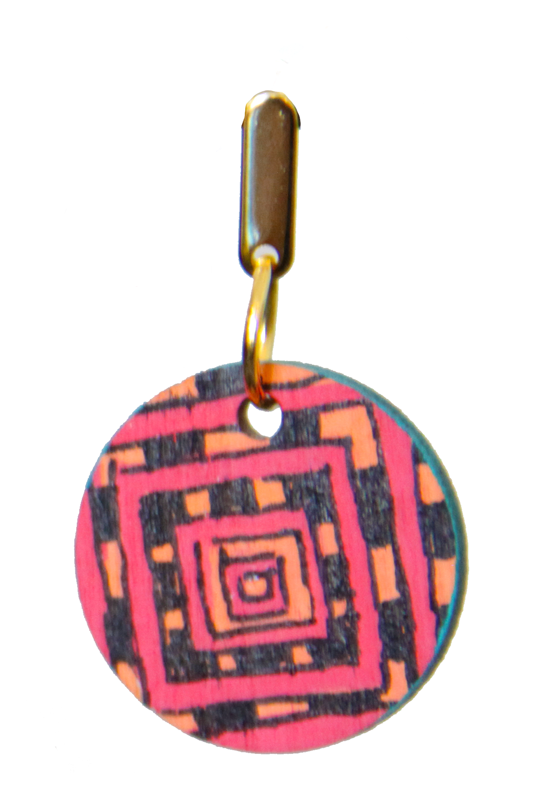 Red, Orange and Black Geometric Circular Earrings