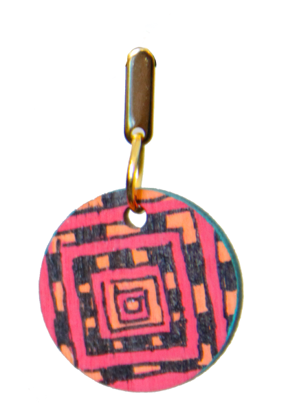 Red, Orange and Black Geometric Circular Earrings