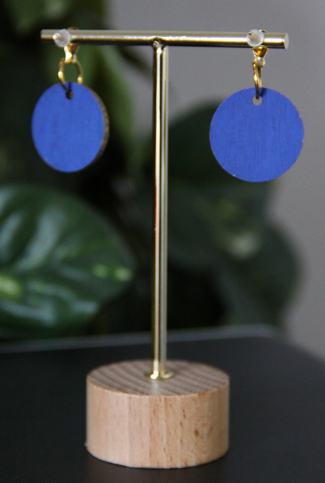 Yellow and Orange Geometrical Design with Pom-pom Circular Earrings