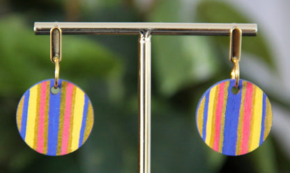 4-Colored Yellow Rainbow Circular Earrings