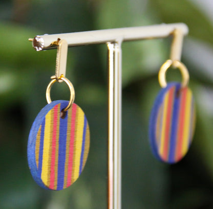 4-Colored Yellow Rainbow Circular Earrings