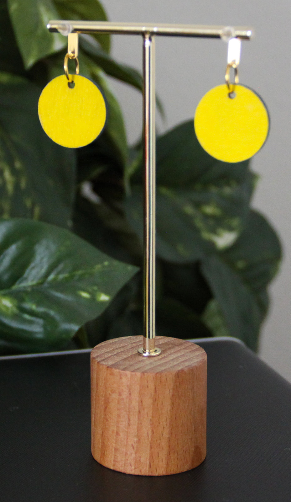 4-Colored Yellow Rainbow Circular Earrings