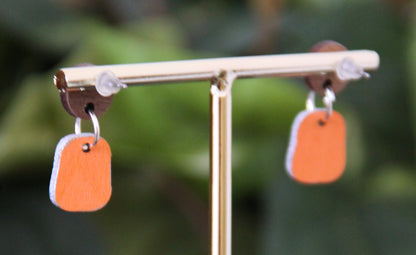 Teal and Red Linear Small Rectangular Earrings