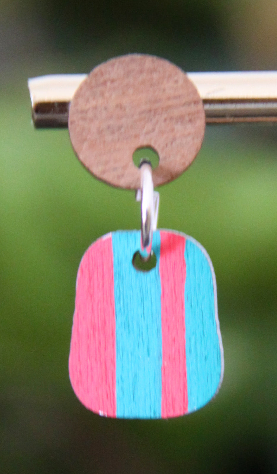 Teal and Red Linear Small Rectangular Earrings