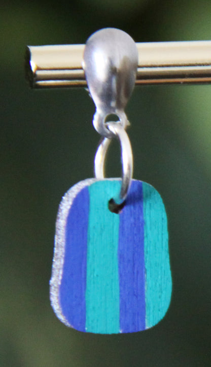 Teal and Blue Linear Small Rectangular Earrings