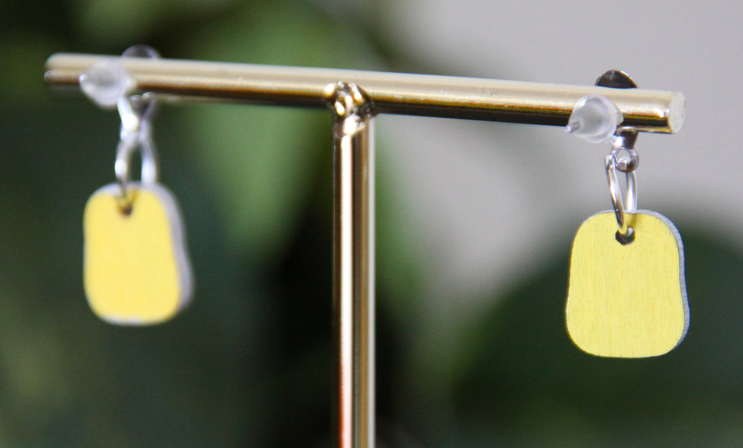 Teal and Blue Linear Small Rectangular Earrings