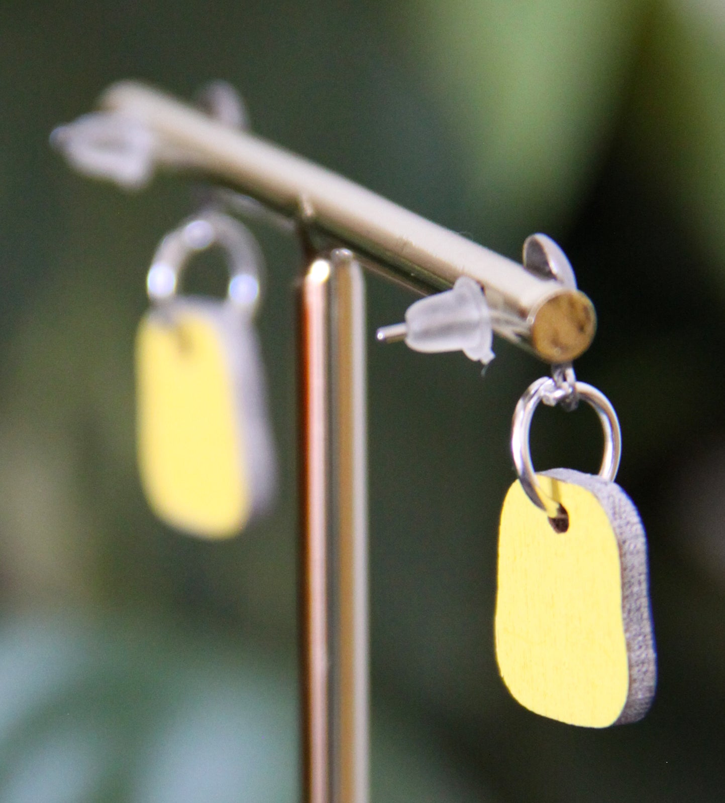Teal and Blue Linear Small Rectangular Earrings