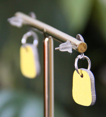 Teal and Blue Linear Small Rectangular Earrings