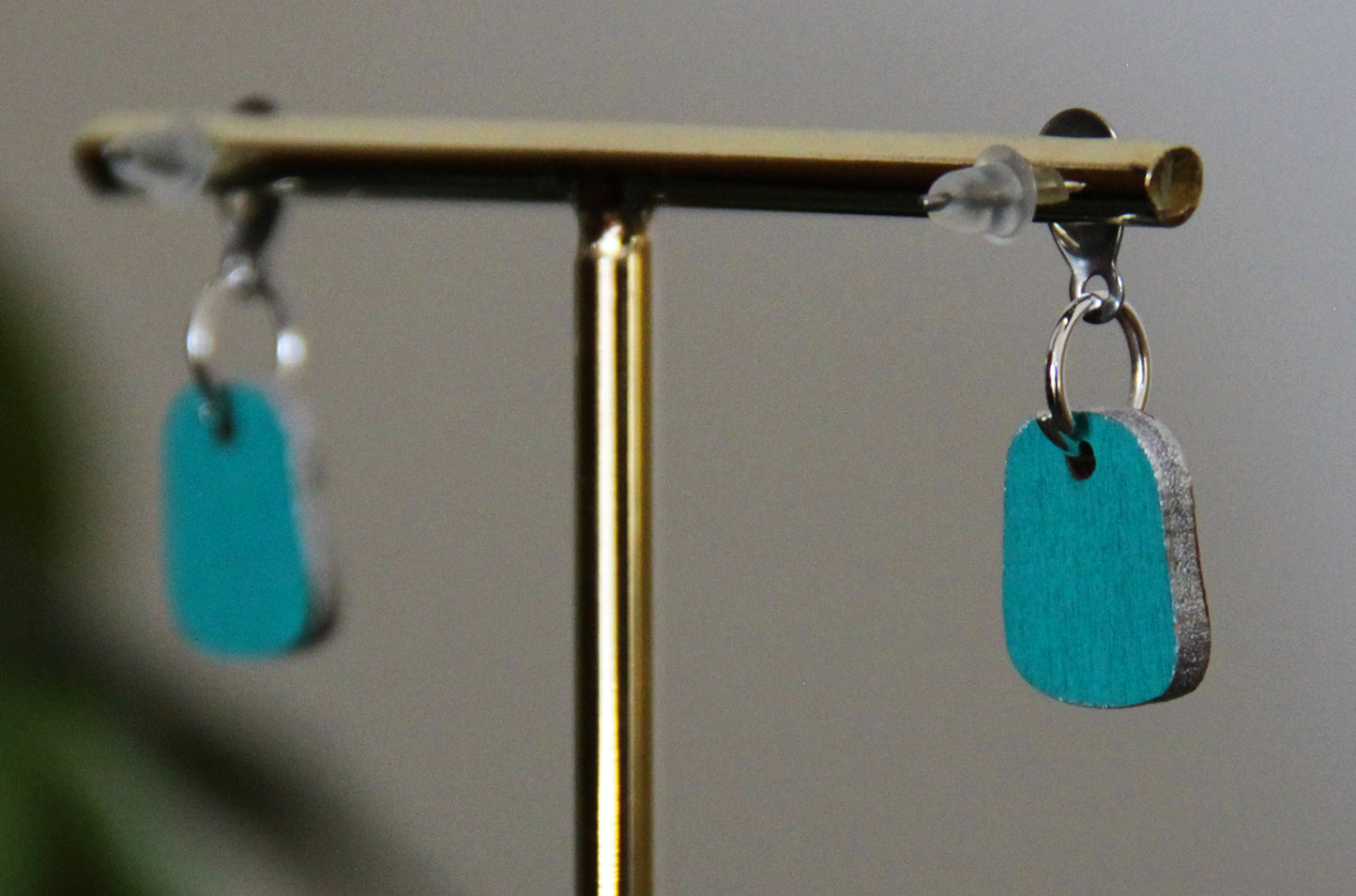 Red and Orange Linear Small Rectangular Earrings