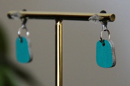 Red and Orange Linear Small Rectangular Earrings